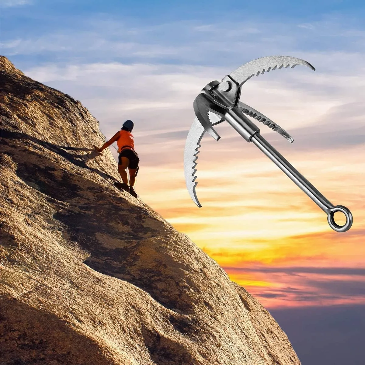 Ant Mag Grappling Hook Stainless Steel Claw Carabiner for Camping Hiking Tree Grabbing and Water Lifting Salvage