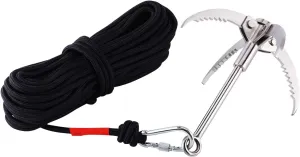 Ant Mag Grappling Hook Stainless Steel Claw Carabiner for Camping Hiking Tree Grabbing and Water Lifting Salvage