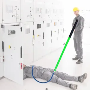 Anti-electrocution Rescue Hook Anti Electric Shock Rescue Pole with 42cm C-hook, Electrical Safety High Voltage Rescue Tools 10kv 35kv 110kv 220kv for Fire Electrician/ Electric Vehicles/ Confined Spa