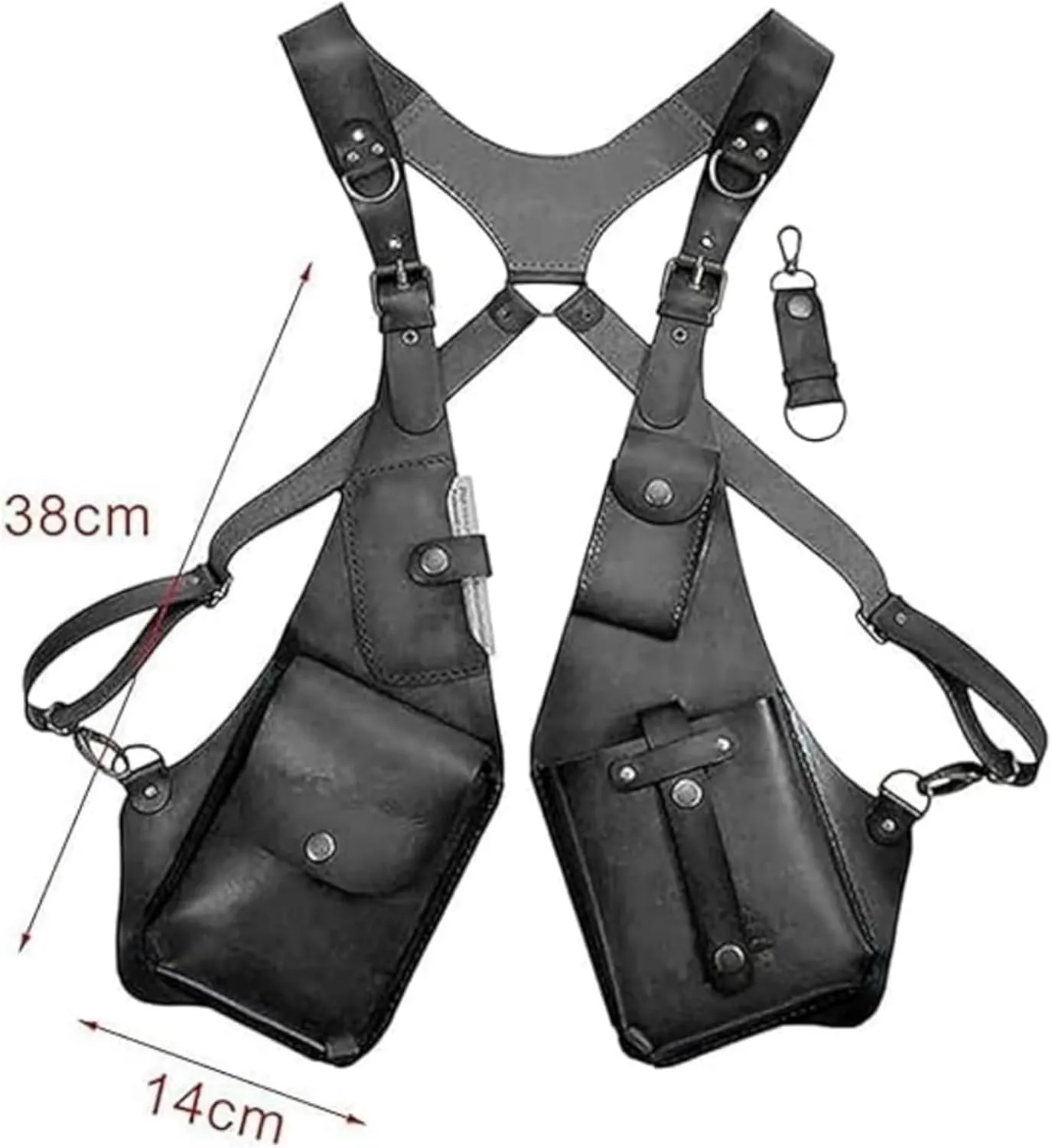 Anti-Theft Bag with Shoulder Harness, Anti-Theft Harness Wallet for Mens, Adjustable PU Leather Strap Wallet(Black)