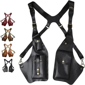 Anti-Theft Bag with Shoulder Harness, Anti-Theft Harness Wallet for Mens, Adjustable PU Leather Strap Wallet(Black)