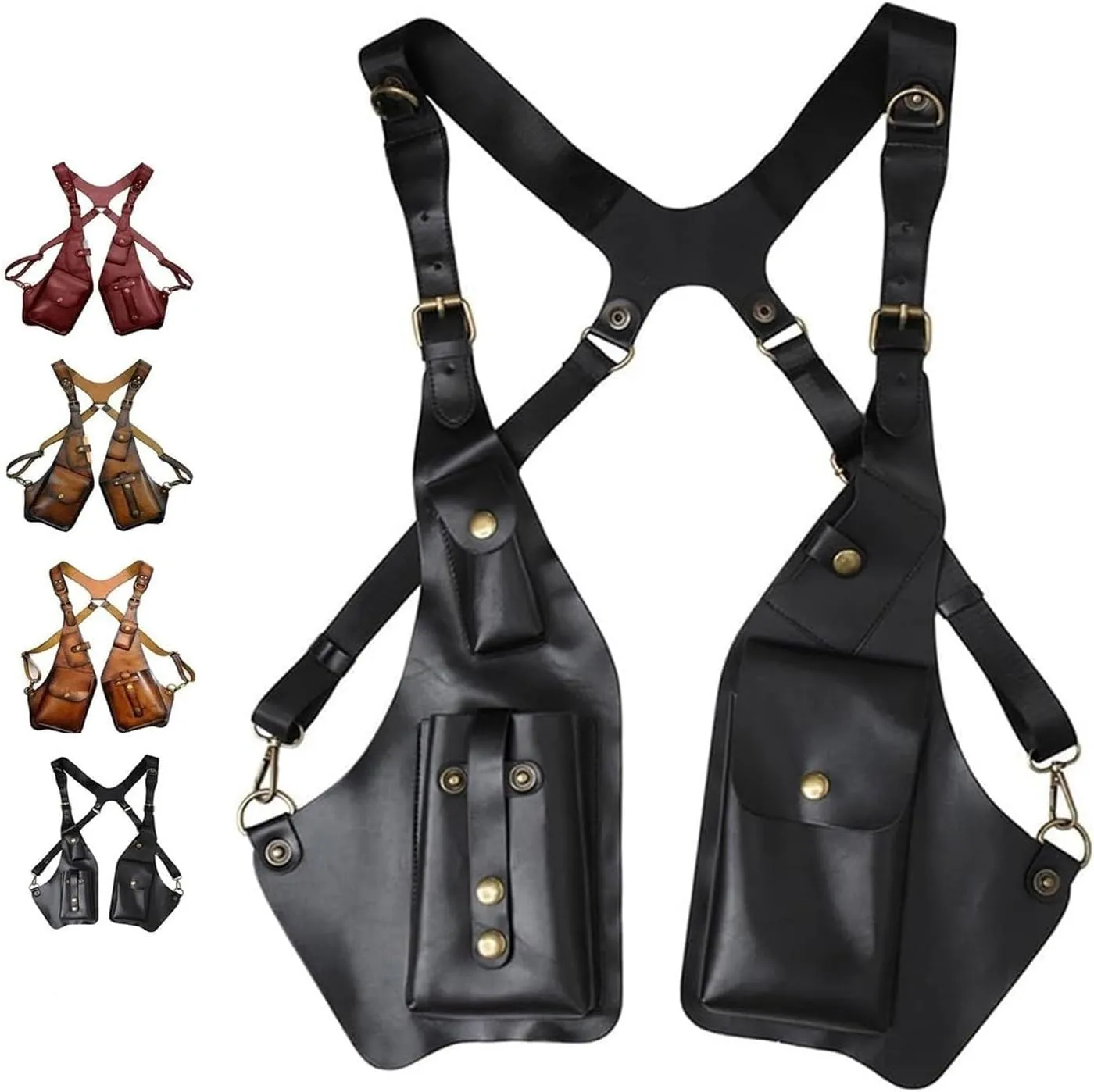 Anti-Theft Bag with Shoulder Harness, Anti-Theft Harness Wallet for Mens, Adjustable PU Leather Strap Wallet(Black)