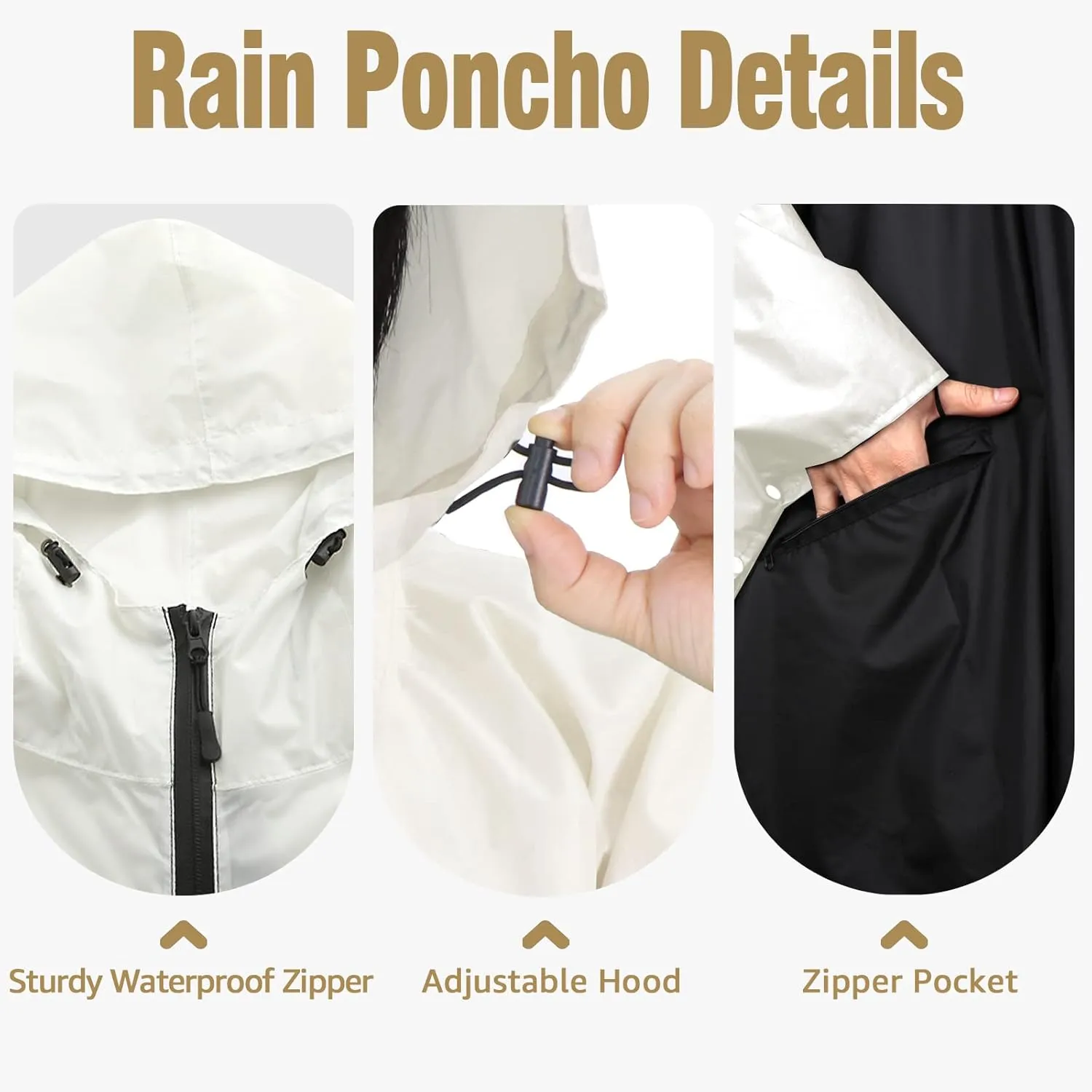 ANYOO Waterproof Rain Poncho Lightweight Reusable Hiking Hooded Coat Jacket for Outdoor Activities