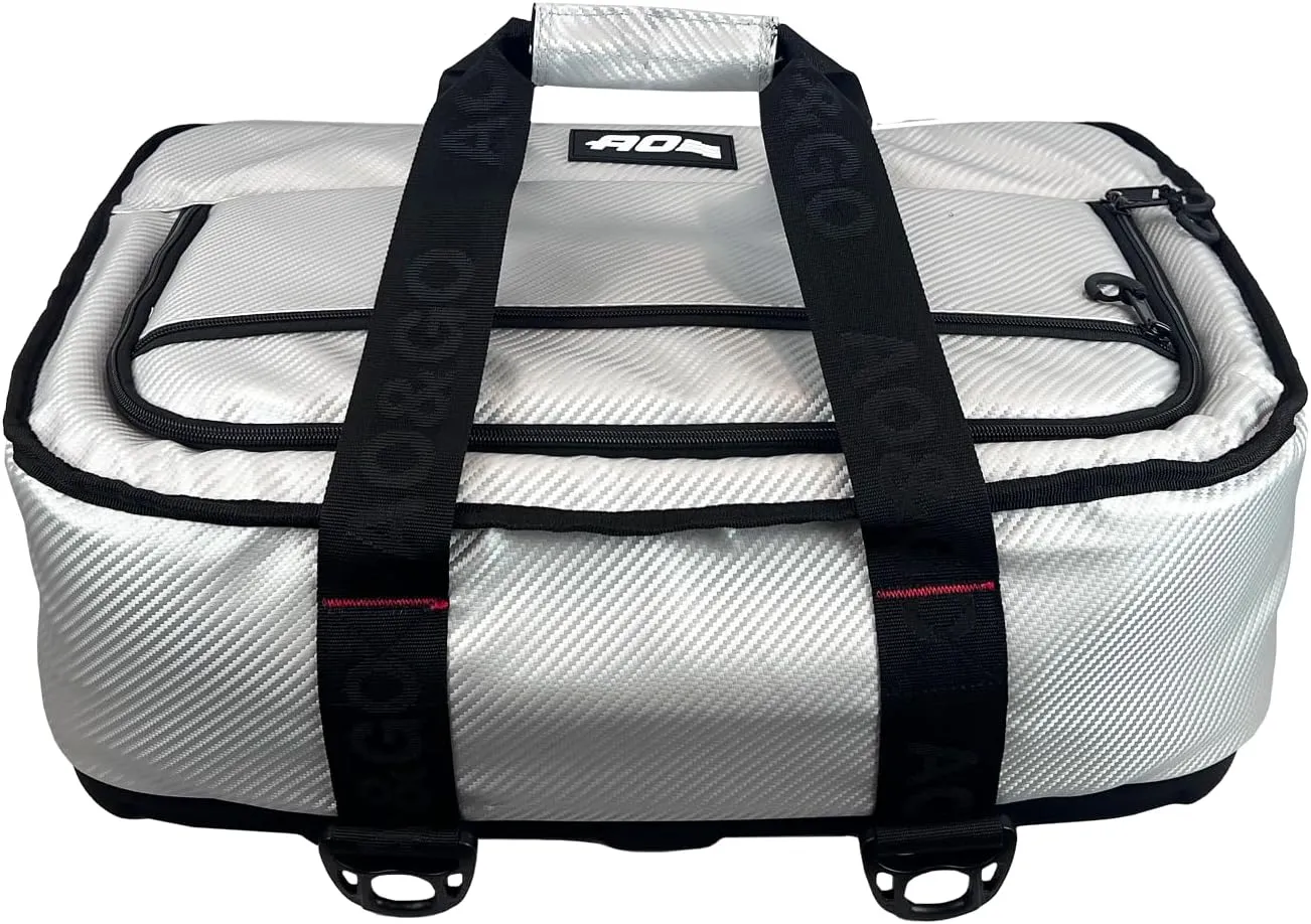 AO Coolers Stow N' Go Cooler, Low-Profile, Leakproof with High-Density Insulation, Holds Ice for 24 Hours, HD Carbon Silver, 38 Pack