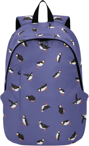 Arctic Puffins Bird Laptop Backpack Travel Hiking Camping Work Computer Back Packs Book Bags for Men Women