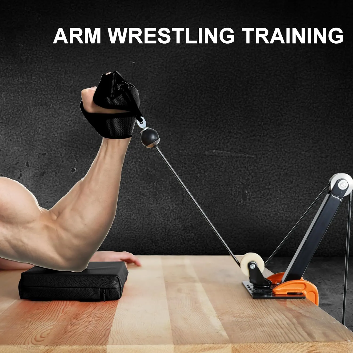 Arm Wrestling Training Strap Belt Hand Grip Arm Finger Forearm Exerciser Strengthener for Cable Machine and Free Weight