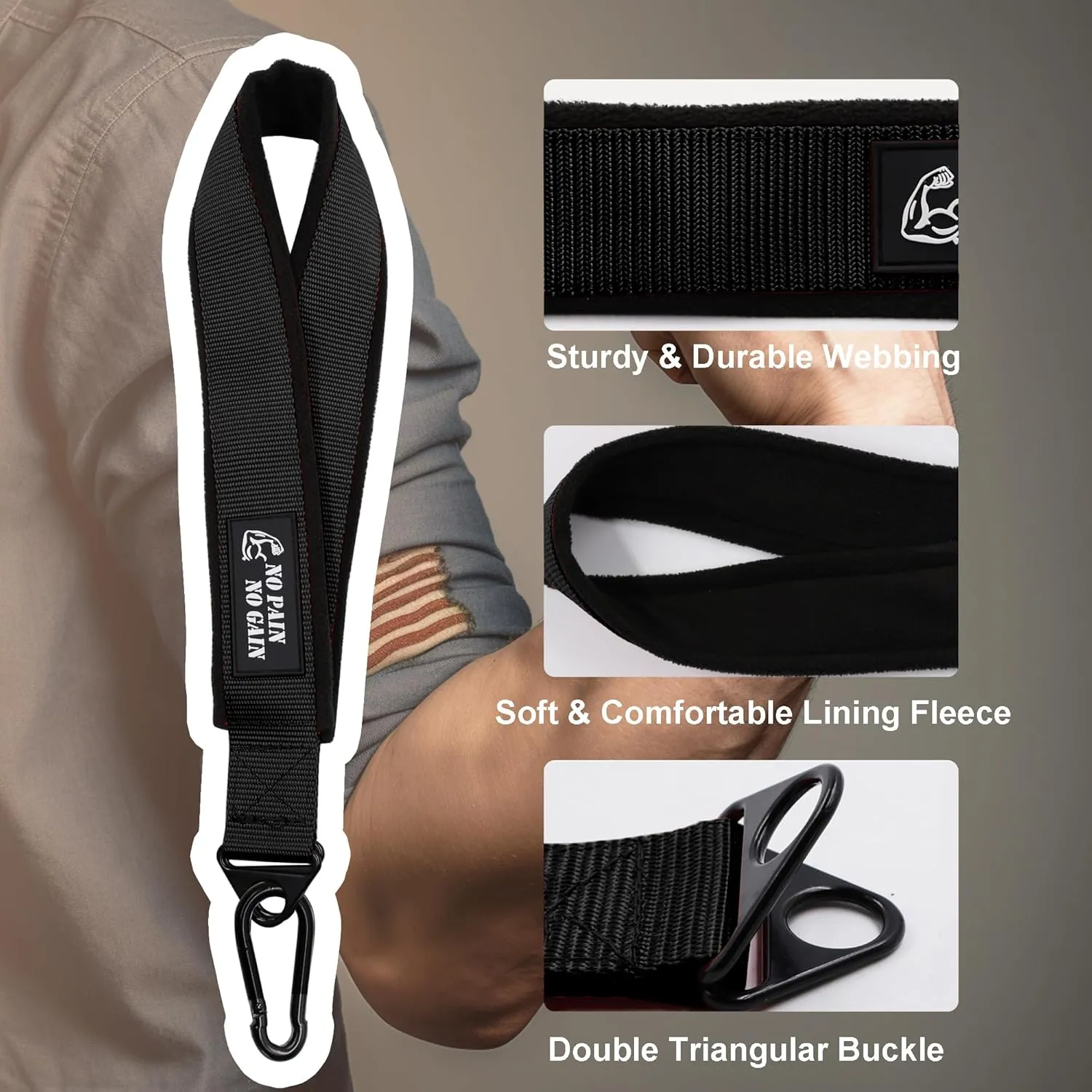 Arm Wrestling Training Strap Belt Hand Grip Arm Finger Forearm Exerciser Strengthener for Cable Machine and Free Weight