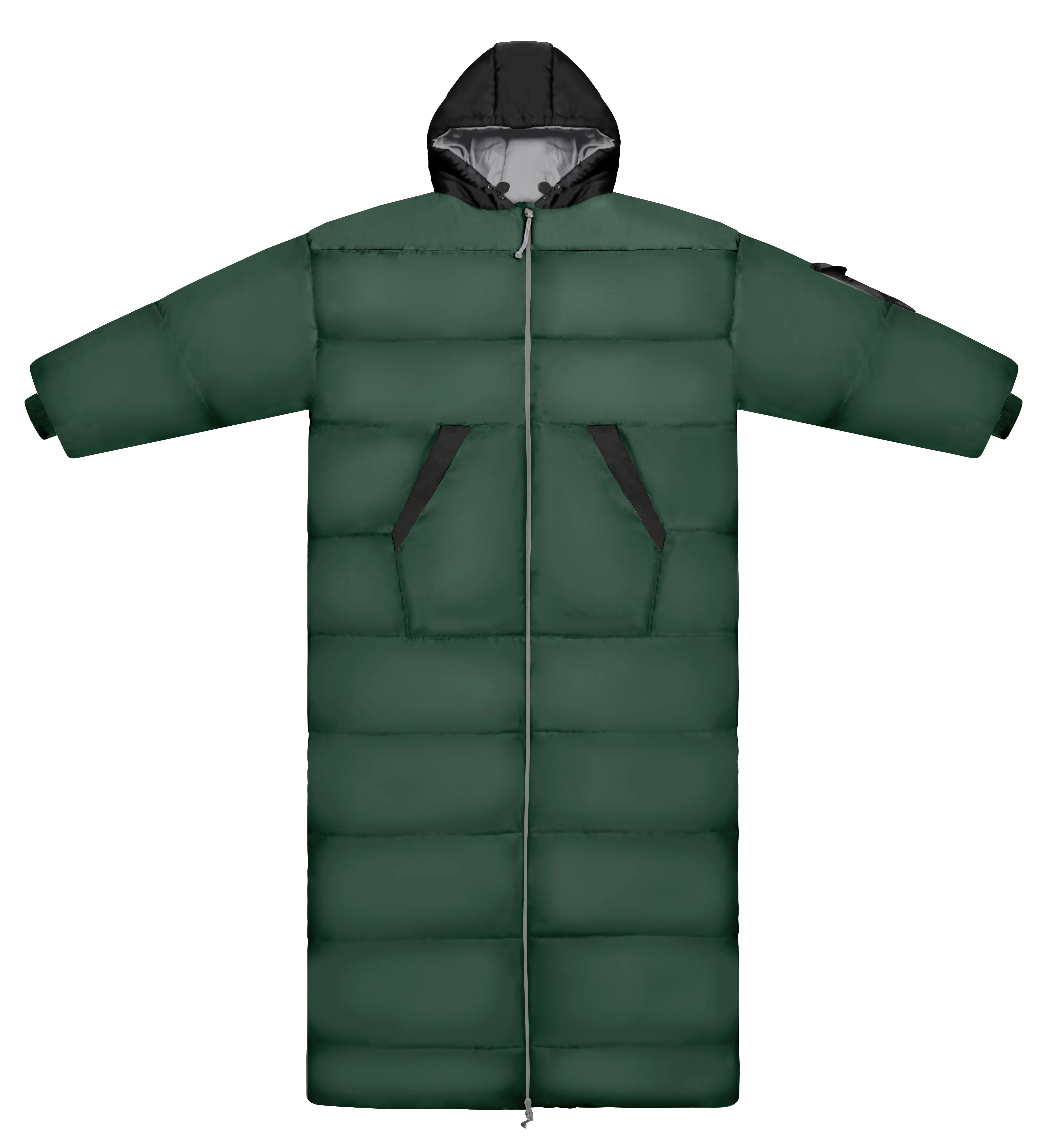 Army Green and Black Long Sleeve Sleeping Bag Jacket L-XXL