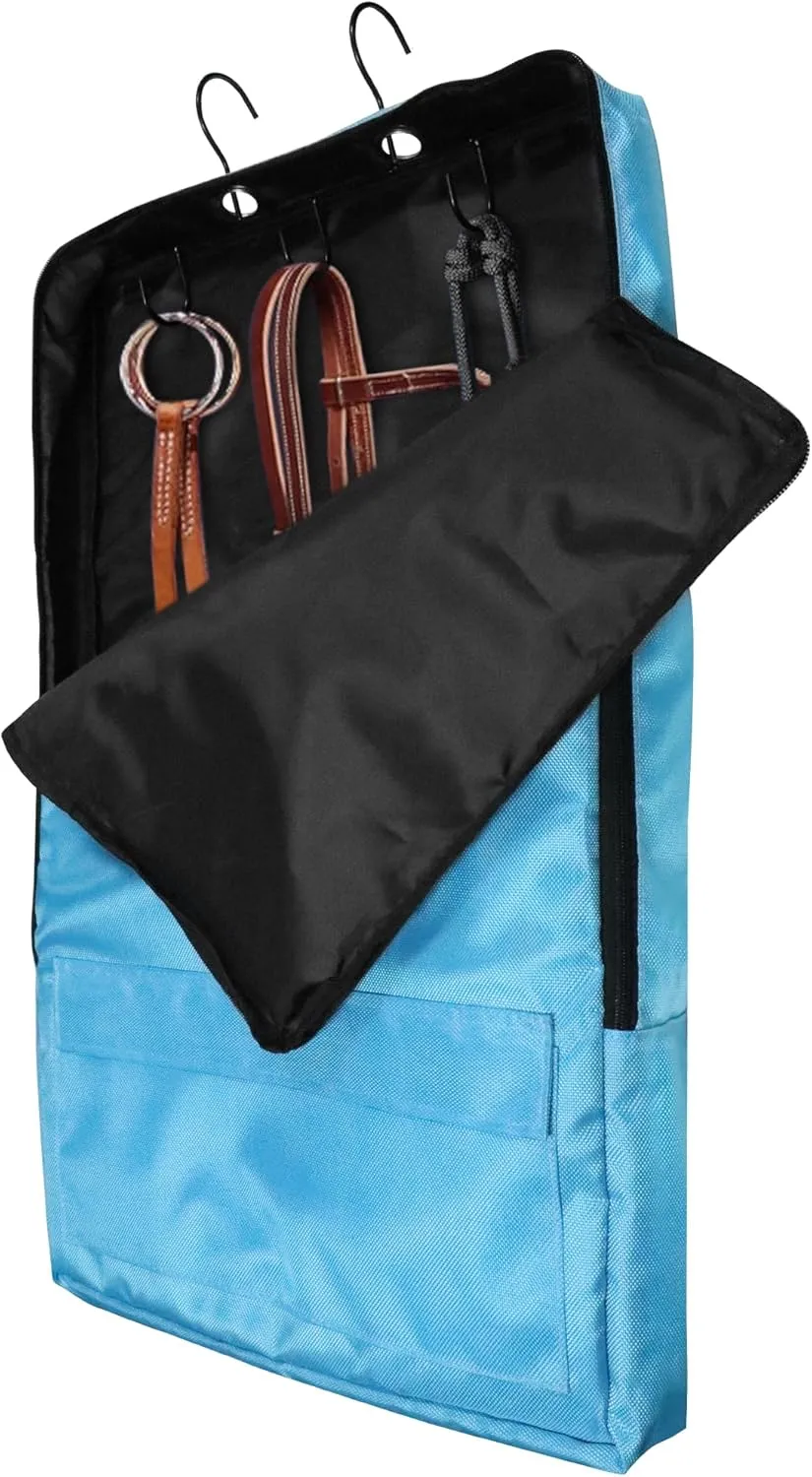 Asooll Horse Bridle Bag,Bridle/Halter Bag with 3 Prong Tack Rack,Horse Tack Carry Bag,Horse Harness Bag,Bridle Bag with Hooks for Horse Gear Storage,Blue