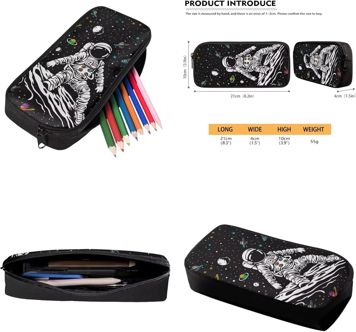 Astronauts and Space 3 Piece Kids School Backpack with Lunch Box for Boys Girls,School Bag with Laptop Compartment Bookbag Casual Rucksack,Pencil Bag Desk Organizer Supplies