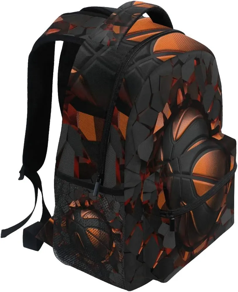 AUUXVA Backpack Art Painting Basketball Crash School Shoulder Bag Large Waterproof Durable Bookbag Laptop Daypack for Students Teens Girls Boys Elementary