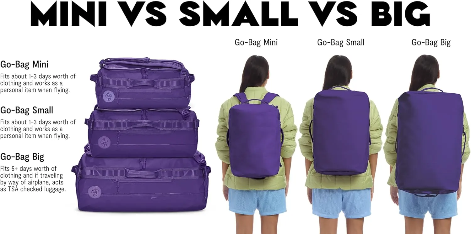 Baboon to the Moon Go-Bag Big Duffle Bag - Stylish, Compact, Large Travel Bag Lightweight, Durable, Water-Resistant for Men and Women (Purple)