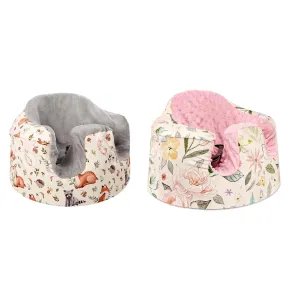 Baby Seat Cover Compatible with Bumbo Seat, Soft Comfortable Minky Seat Cover for Baby Girl Boy, Breathable Removable Cover for Baby Seat, Pink Flowers & Watercolor Animal