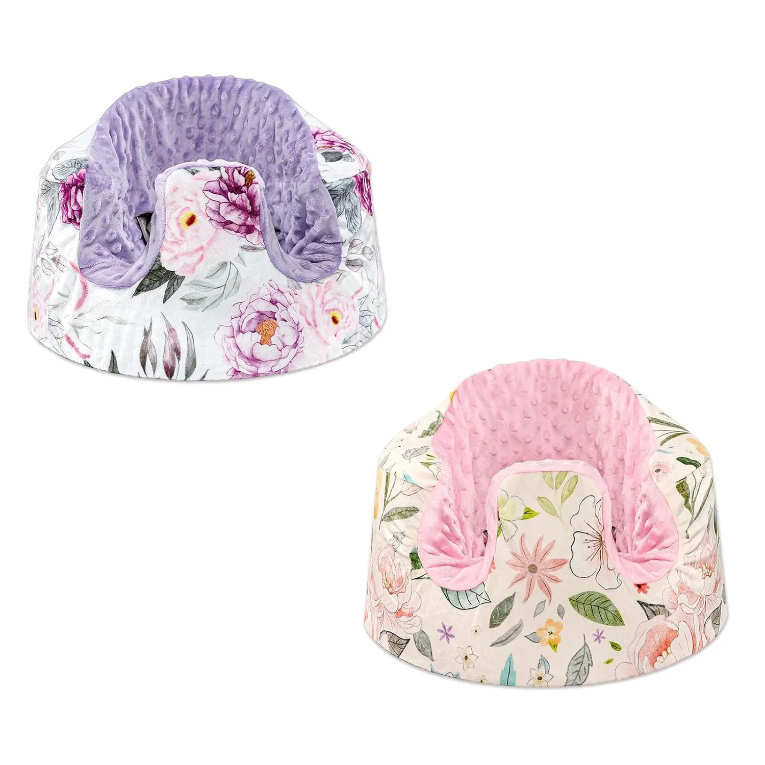 Baby Seat Cover Compatible with Bumbo Seat, Soft Comfortable Seat Cover for Baby Girl Boy, Breathable Removable Cover for Baby Seat, Purple Flower and Pink Flowers