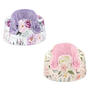 Baby Seat Cover Compatible with Bumbo Seat, Soft Comfortable Seat Cover for Baby Girl Boy, Breathable Removable Cover for Baby Seat, Purple Flower and Pink Flowers