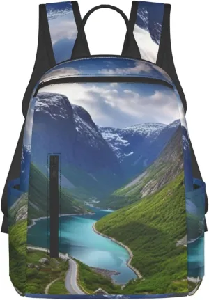 Backpack Casual Daypack for Men Women Norwegian fjords Laptop Backpack Lightweight Travel Bag Shoulder Bag for Work Hiking