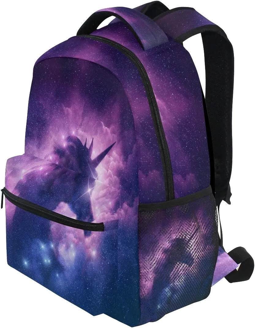Backpack Fantasy Animal Licorne Galaxy Nebula School Shoulder Bag Large Waterproof Durable Bookbag Laptop Daypack for Students Teens Girls Boys Elementary
