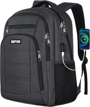 Backpack for Men Women, School Backpack for Teens Boys Girls, Work Business Backpack with USB Charging Port,Water Resistant College Computer Bookbag Fits 17.3 Inch Laptop,Back Pack,Mochilas Black