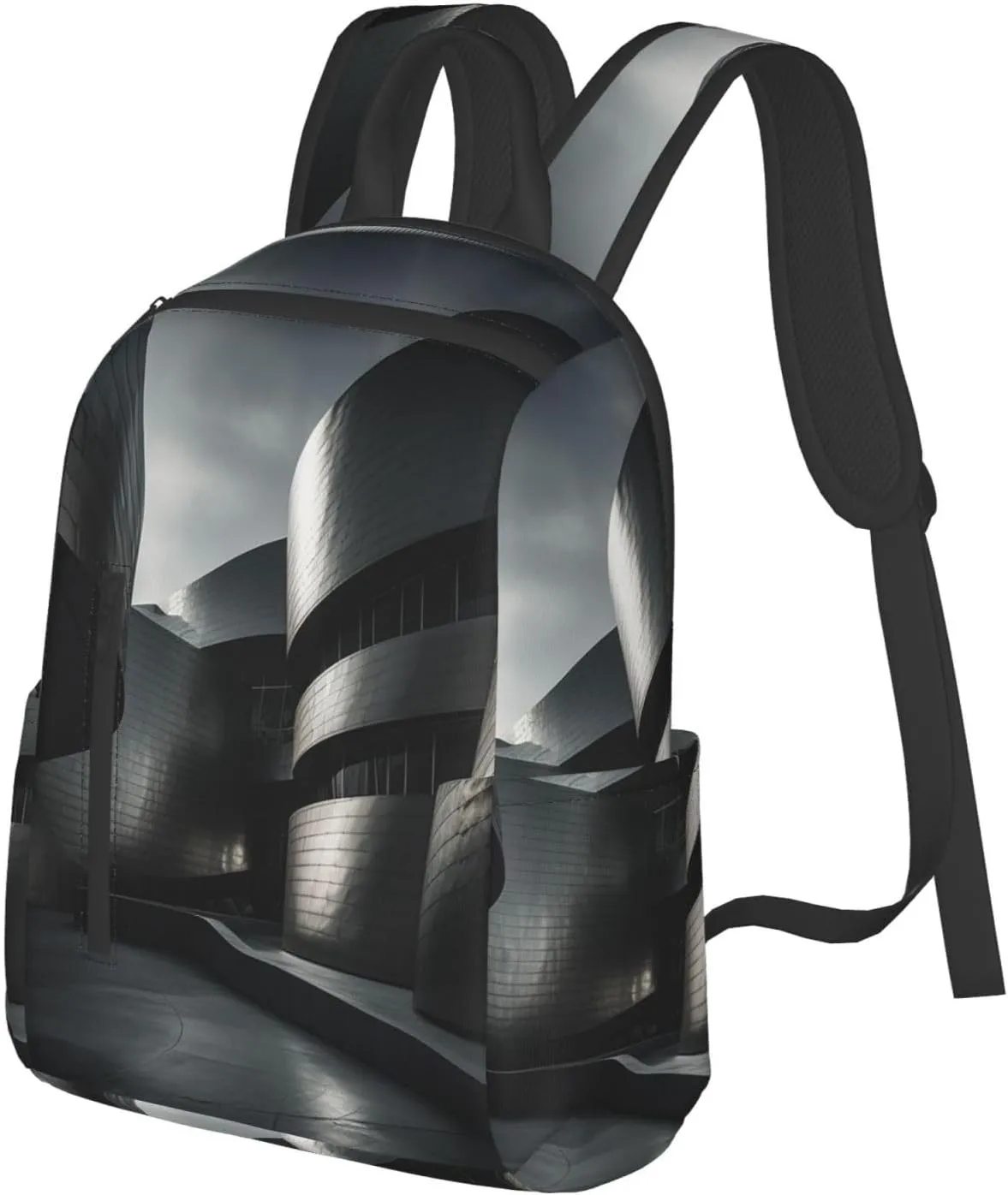 Backpack for Women Men Lightweight Casual Travel Daypack Purple Electricity Laptop Backpack Cute Work Bag, Tall Building, One Size