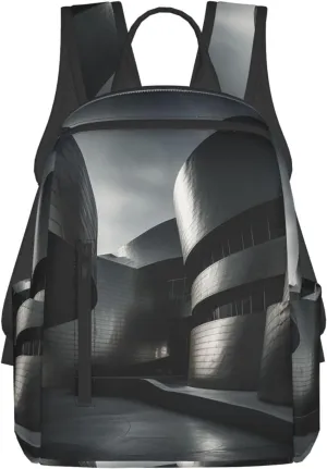 Backpack for Women Men Lightweight Casual Travel Daypack Purple Electricity Laptop Backpack Cute Work Bag, Tall Building, One Size