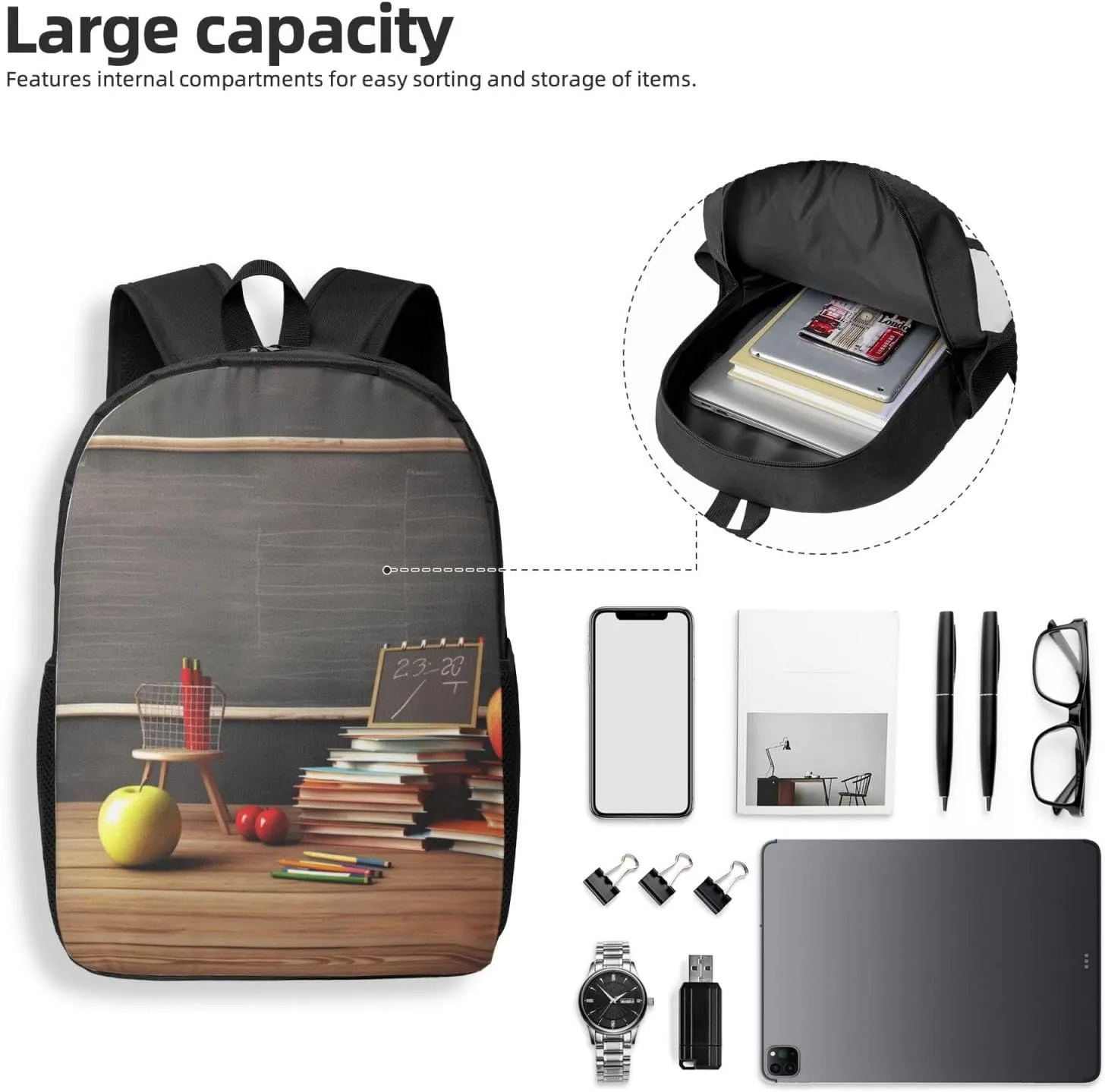 Backpack Travel Laptop Backpack for Men Women teacher classroom chalkboard Computer Backpacks 17 inch Casual Daypack