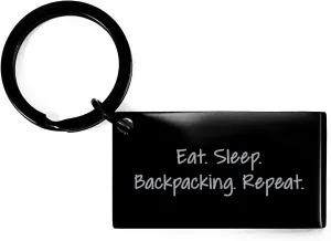 Backpacking Keychain Eat Sleep Backpacking Repeat Gift for Friends or Family this Christmas