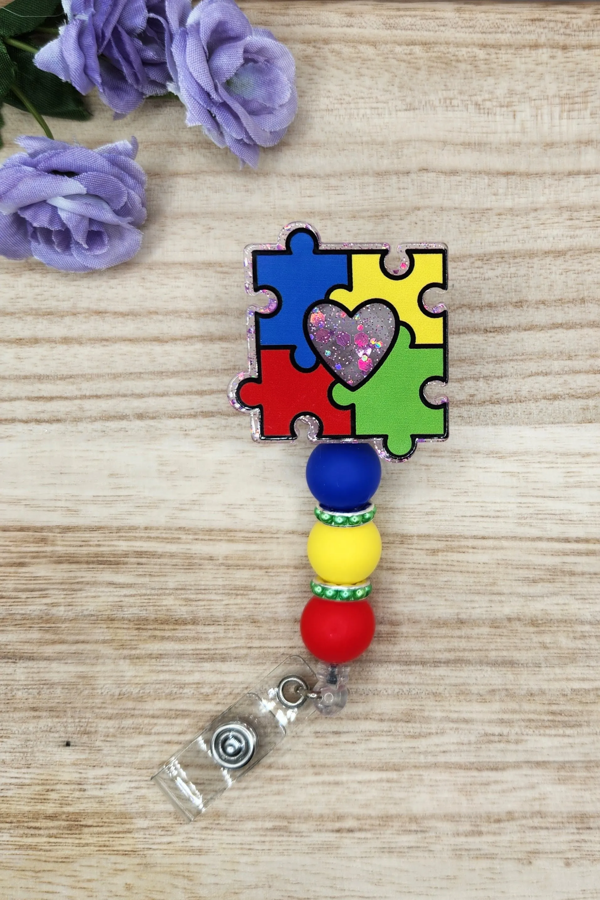 Badge Reel-Autism Puzzle Piece CA001
