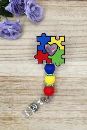 Badge Reel-Autism Puzzle Piece CA001