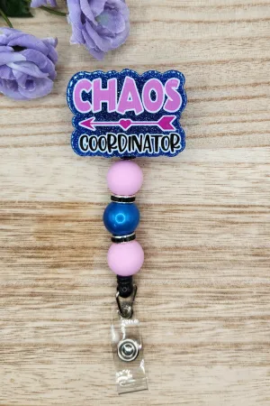Badge Reel-Chaos Coordinator (Blue Glitter) WJ002