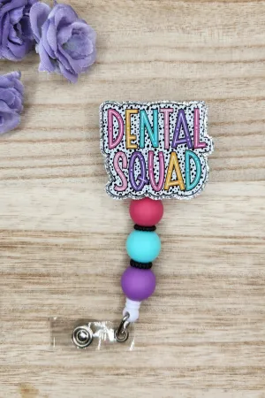 Badge Reel-Dental Squad Dot Letters (Silver Glitter) DV002
