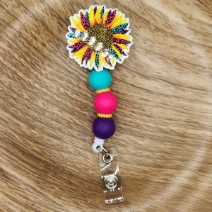 Badge Reel-Leopard Sunflower SF009