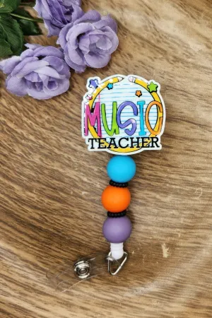 Badge Reel-Music Teacher Lined Paper TS009