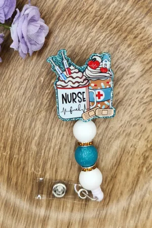 Badge Reel-Nurse Fuel (Turquoise Glitter) NP051