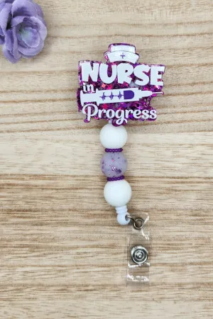Badge Reel-Nurse in Progress (Purple Star Glitter) NP109