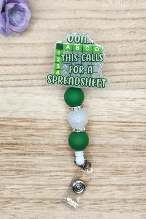 Badge Reel-Ooh This Calls for a Spreadsheet (Silver Glitter) WJ008