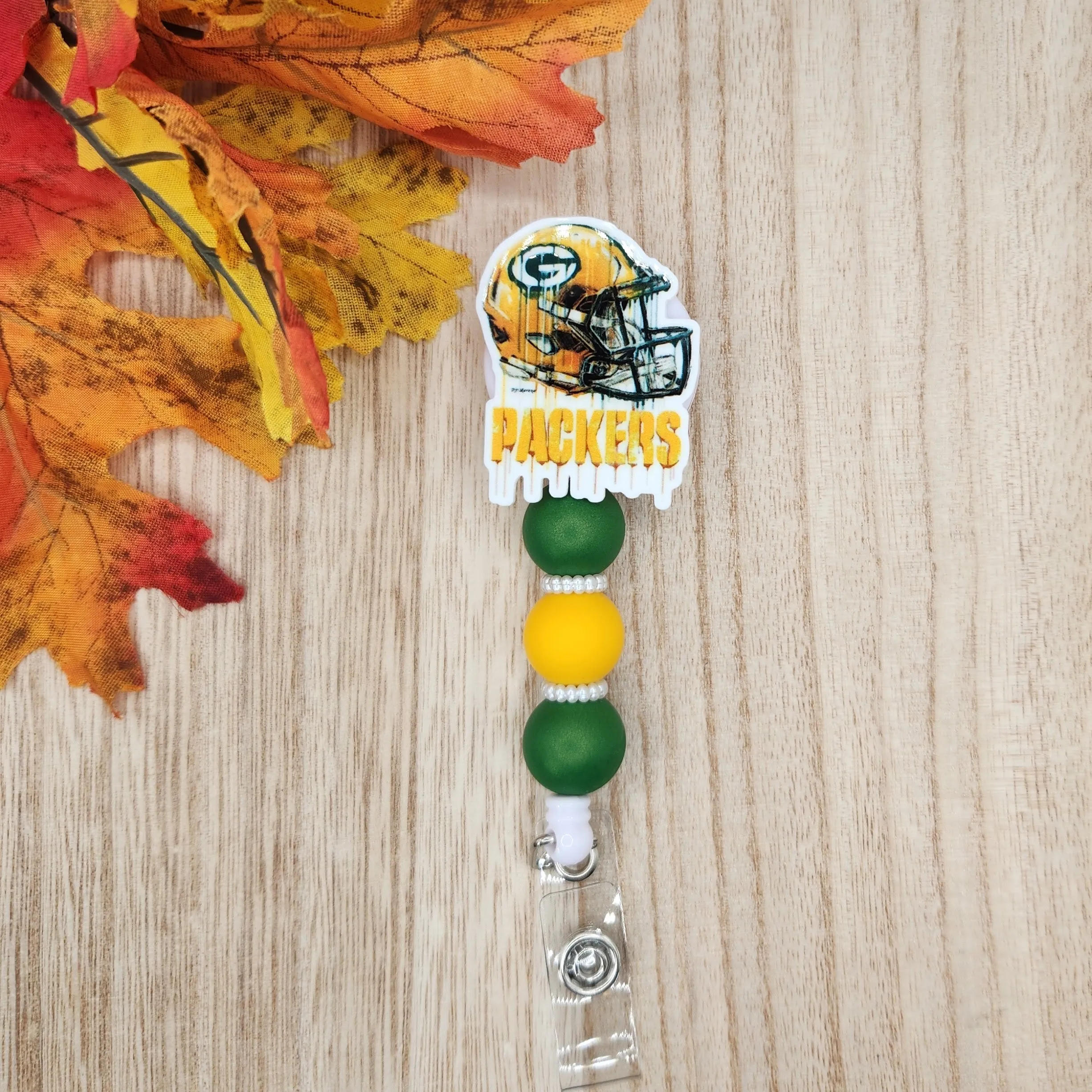 Badge Reel-Packers Drip Helmet (Metallic Green) SP002