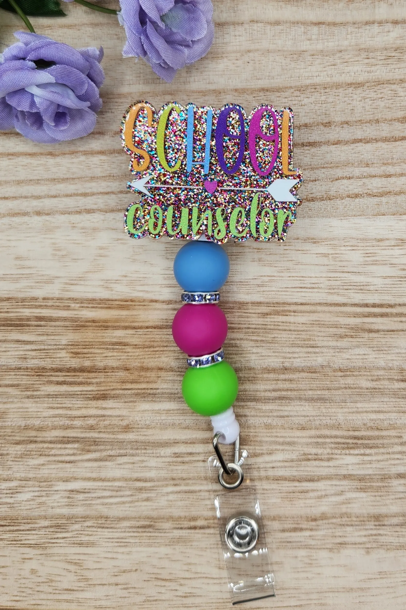 Badge Reel-School Counselor (Multi Glitter) TS010