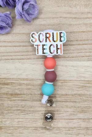 Badge Reel-Scrub Tech (Leopard Letters) NP041