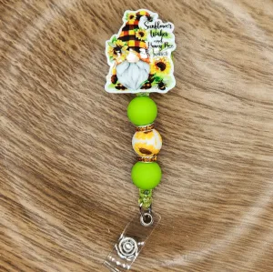 Badge Reel-Sunflower Wishes & Honey Bee Kisses Gnome SF008