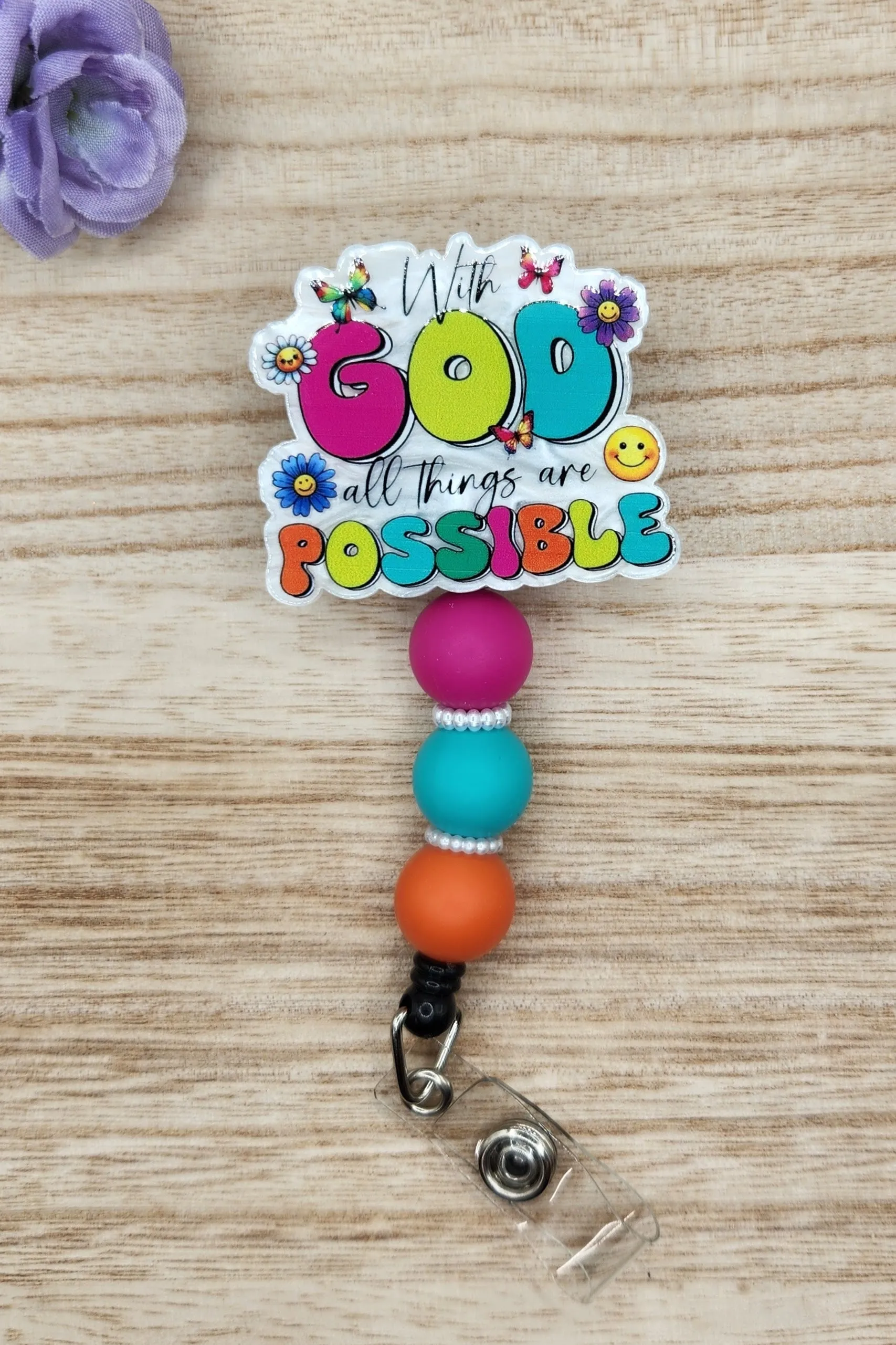 Badge Reel-With God All Things Are Possible-Brights (Pearl) FR004