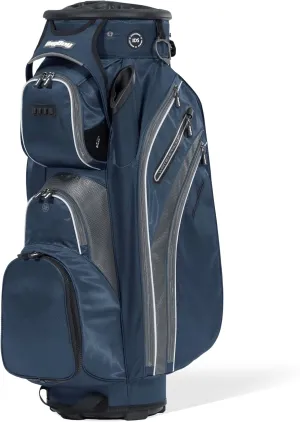 Bag Boy Revolver XP Golf Cart Bag, 14 Way 360⁰ Rotating Top with Full Length Individual Dividers, External Putter Tube, 9 Pockets, Navy/Charcoal/White