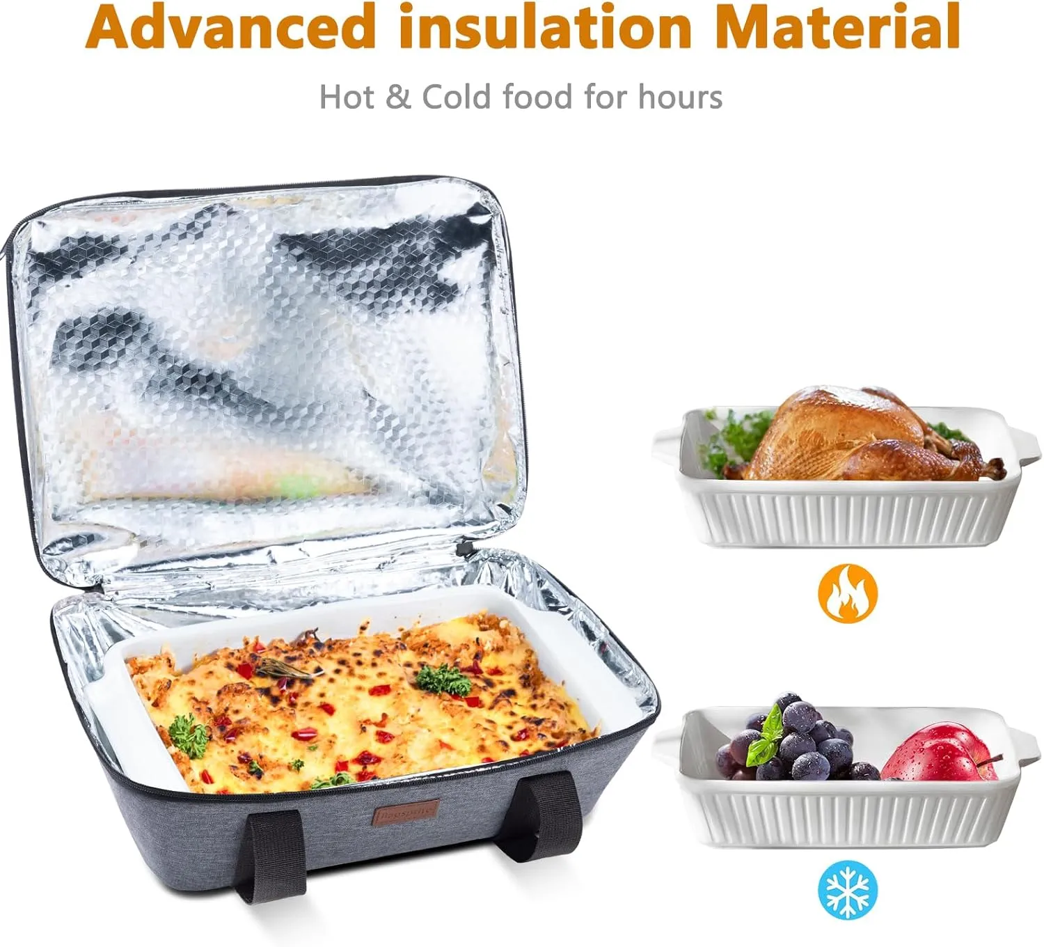 BAGSPRITE Casserole Dish Carrier Insulated - Hot Casserole Dish Carrying Case - Food Carrier for Pockluck Fits 9" x 13" Baking Dish, Lasagna Pan