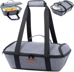 BAGSPRITE Casserole Dish Carrier Insulated - Hot Casserole Dish Carrying Case - Food Carrier for Pockluck Fits 9" x 13" Baking Dish, Lasagna Pan