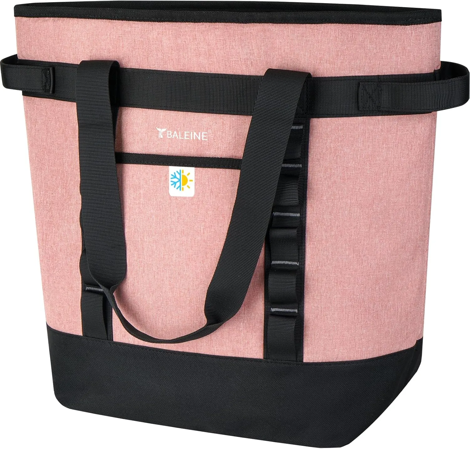 BALEINE Large 36-Can Cooler Bags Insulated, PEVA Soft Cooler Tote Bag, Insulated Grocery Bags with Zippered Top (8.5 Gallon, Pink)