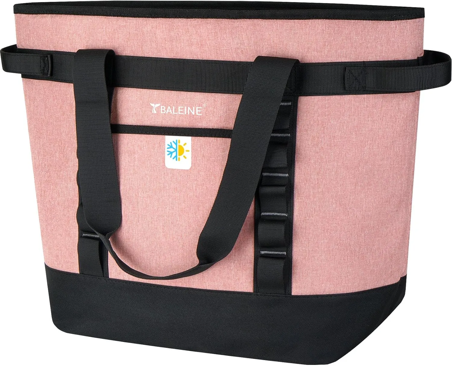 BALEINE Large 45-Can Cooler Bags Insulated, PEVA Soft Cooler Tote Bag, Insulated Grocery Bags with Zippered Top (10.5 Gallon,Pink)