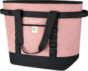 BALEINE Large 45-Can Cooler Bags Insulated, PEVA Soft Cooler Tote Bag, Insulated Grocery Bags with Zippered Top (10.5 Gallon,Pink)