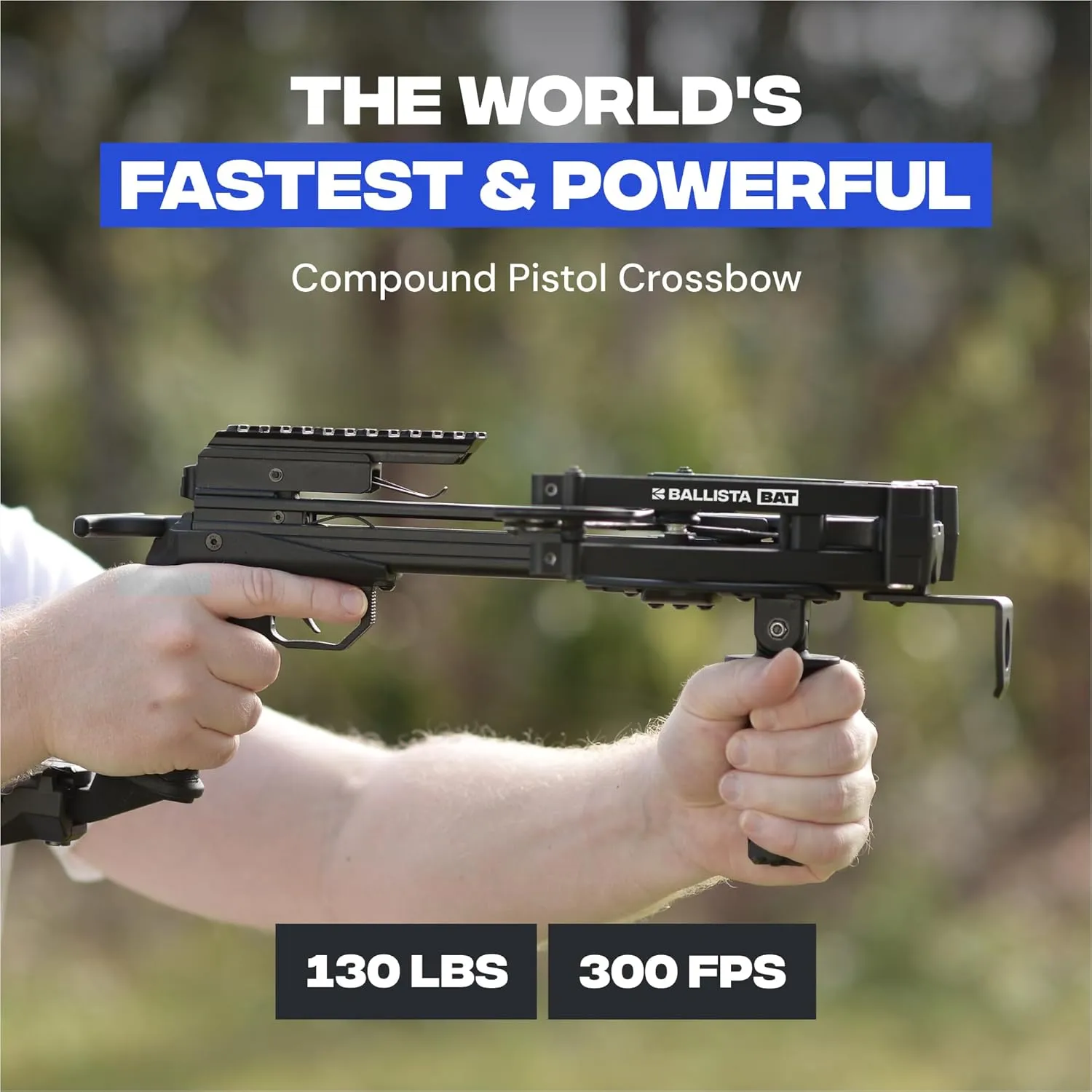 BALLISTA BAT Compound Mini Crossbow - Small Crossbow for Hunting, Fishing and Target - 300 FPS, 130 Lbs, 2.46 lbs