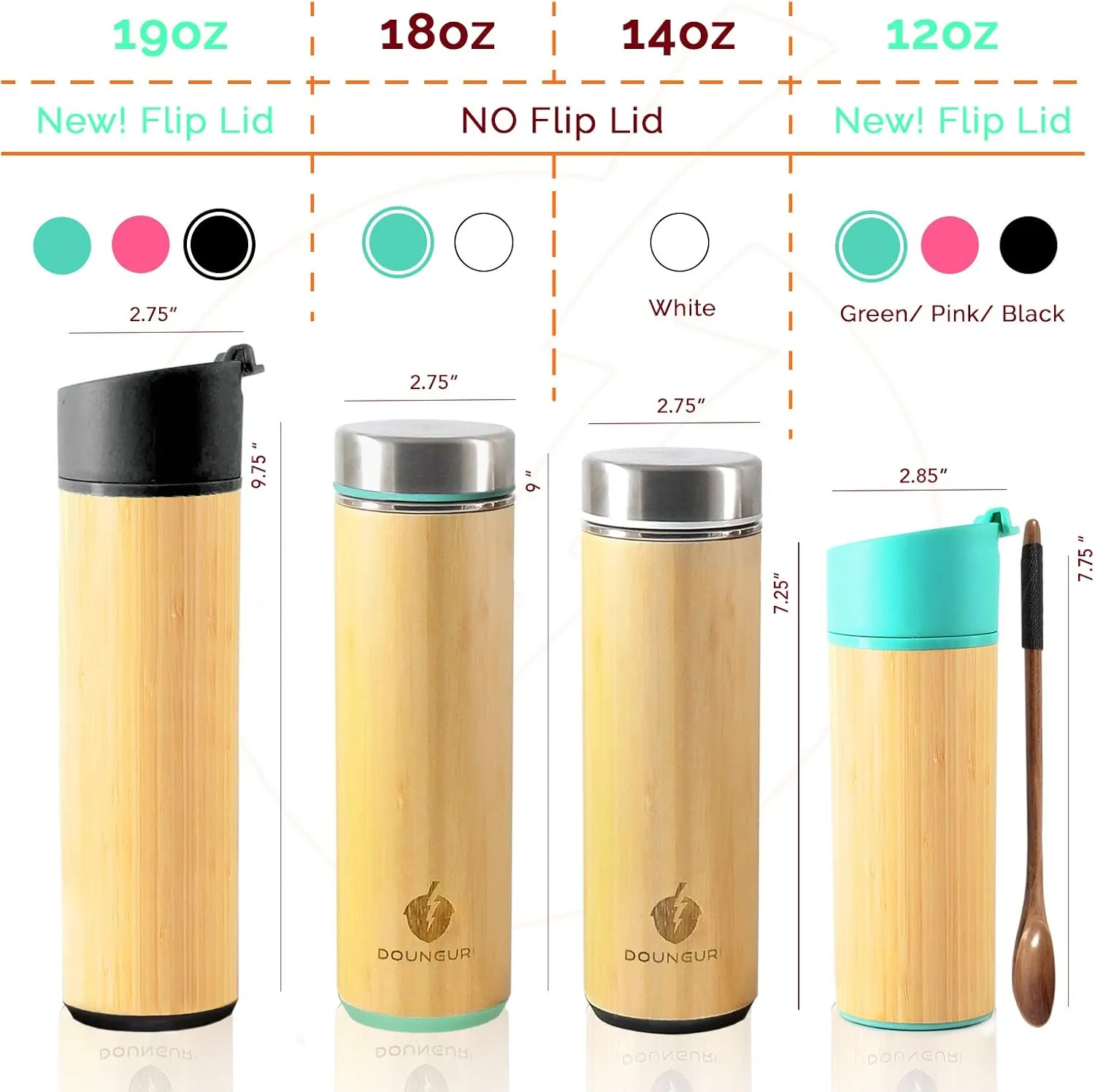 Bamboo Hot Tea Travel Tumbler with Strainer Infuser, Loose Leaf Tea Bottle - 18 oz Green Vacuum Insulated Stainless Steel Thermos/Coffee Travel Bottle/Hot and Cold Water/Leak Proof/Gift Ready