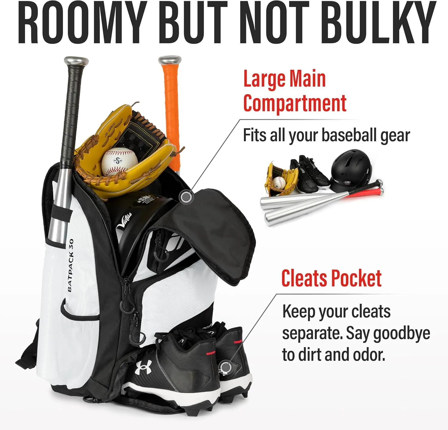Baseball Bag - Backpack for Baseball, Softball, Tball - Adults & Youth Bat Bag