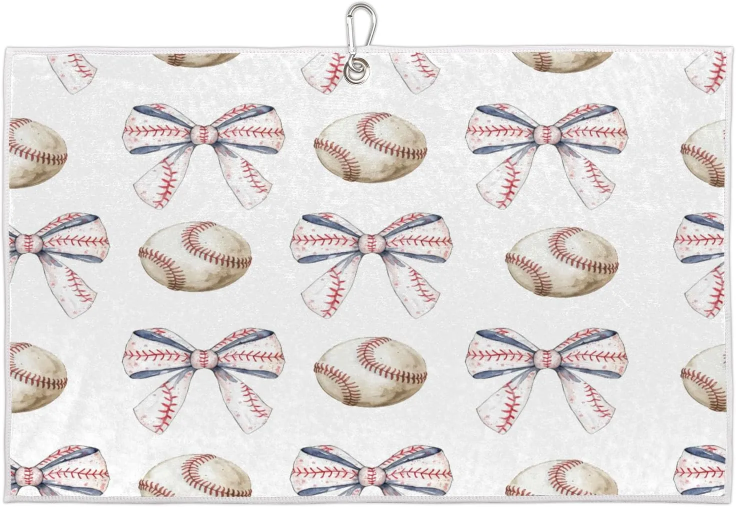 Baseball Bows Golf Towel with Heavy Duty Carabiner Ultra Absorbent Quick Dry Perfect for Cleaning Clubs Balls Gear Essential Golf Accessory for Men Women Kids